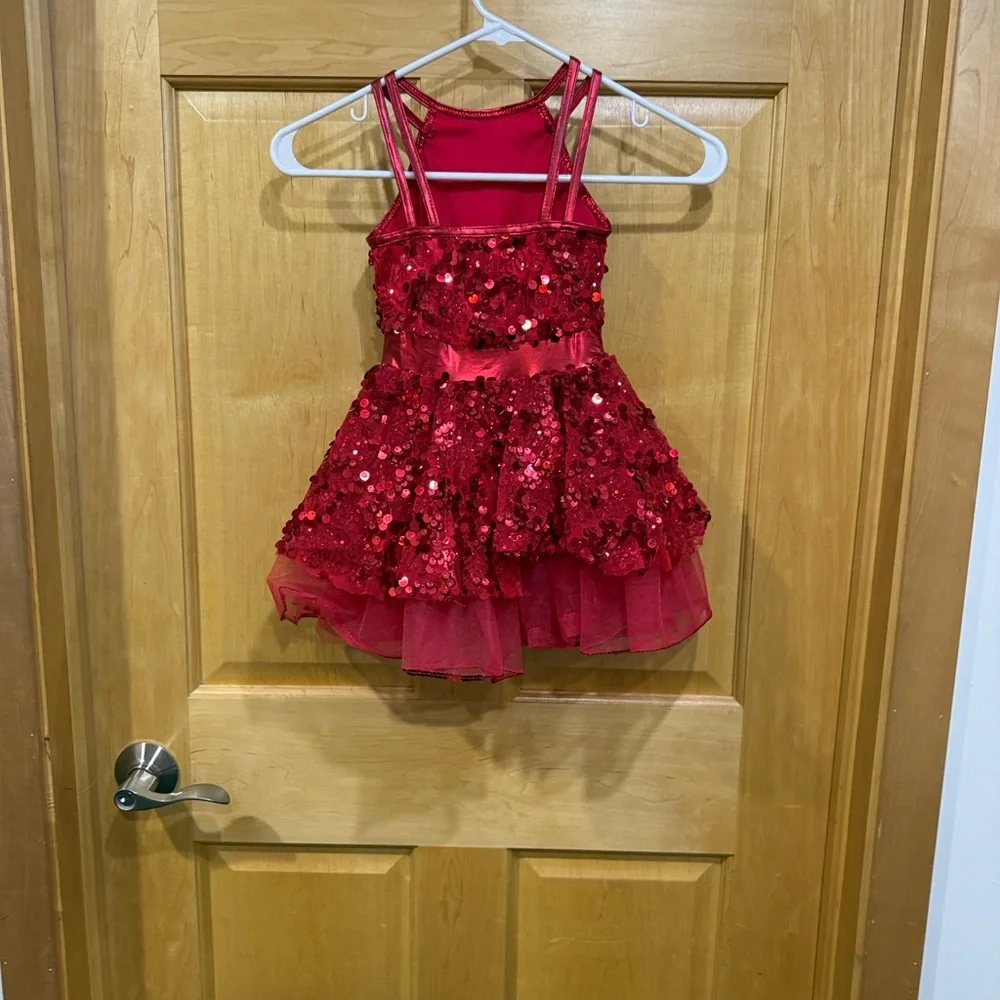 Weissman Radiant Red Sequin Kids Dance Costume